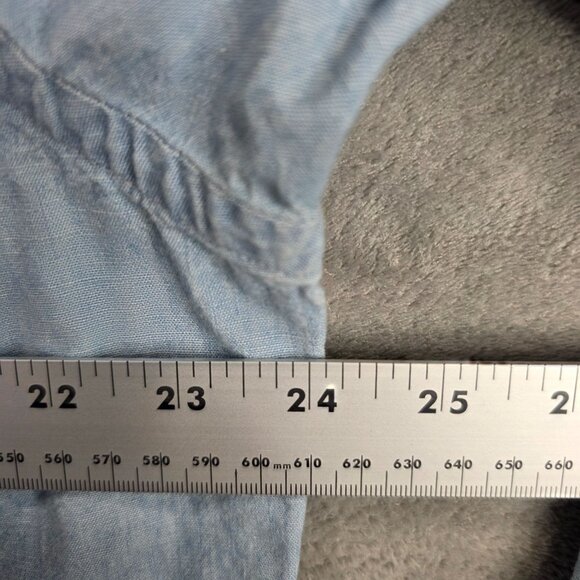 Mens Ralph Lauren Custom Fit Blue Denim Shirt Button-Up Long Sleeve Cotton XL - Picture 6 of 8